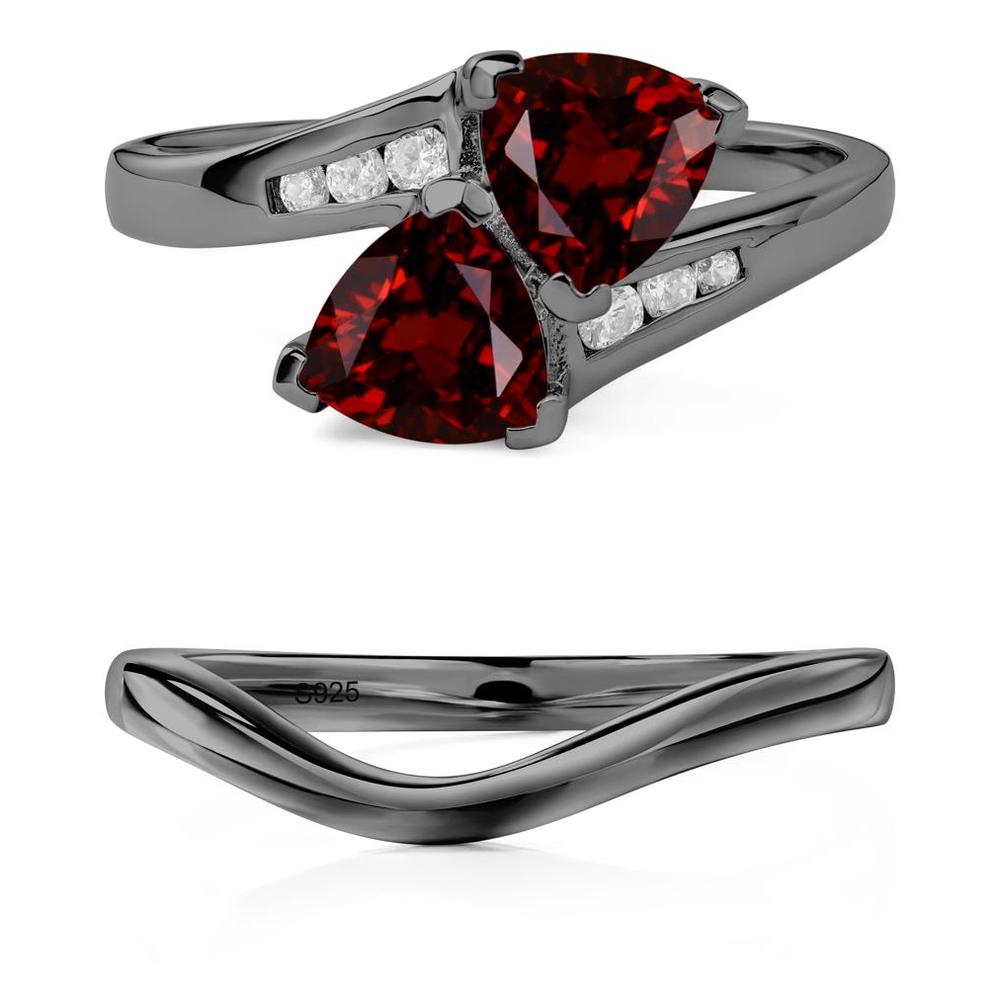 Garnet Two Stone Bypass Ring - LUO Jewelry #metal_xxxxx