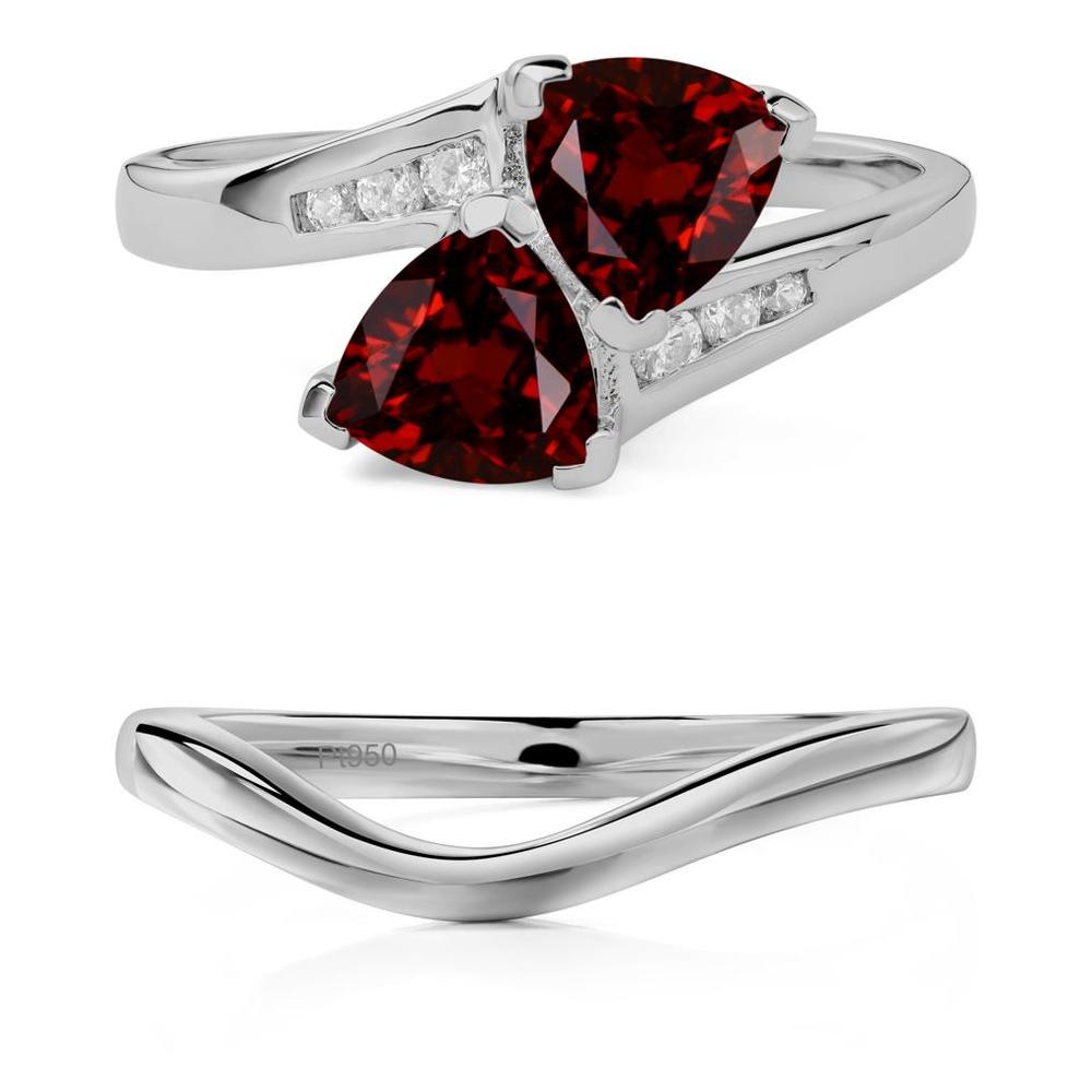 Garnet Two Stone Bypass Ring - LUO Jewelry #metal_xxxxx
