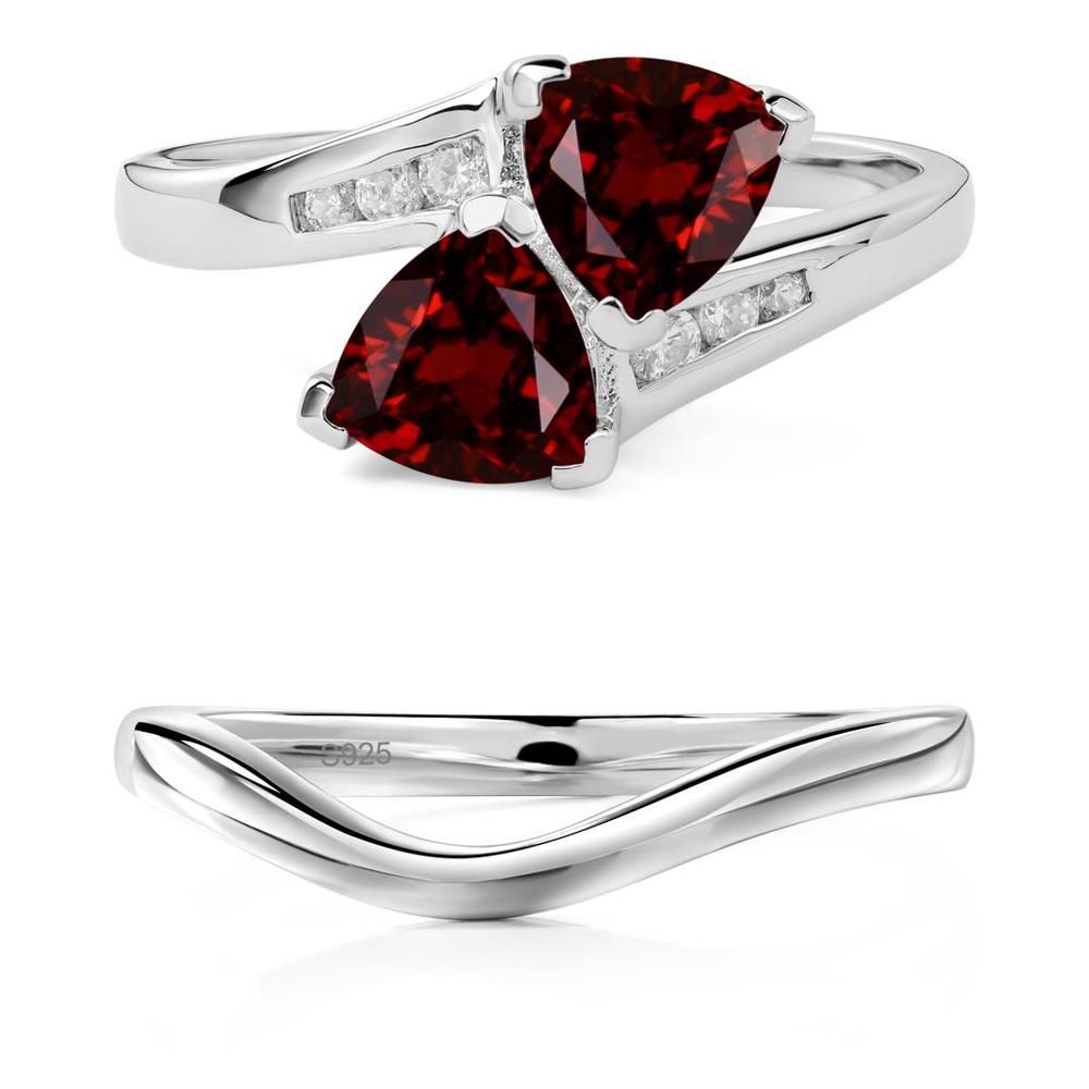 Garnet Two Stone Bypass Ring - LUO Jewelry #metal_xxxxx