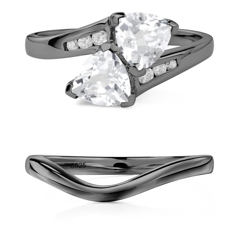 White Topaz Two Stone Bypass Ring - LUO Jewelry #metal_xxxxx