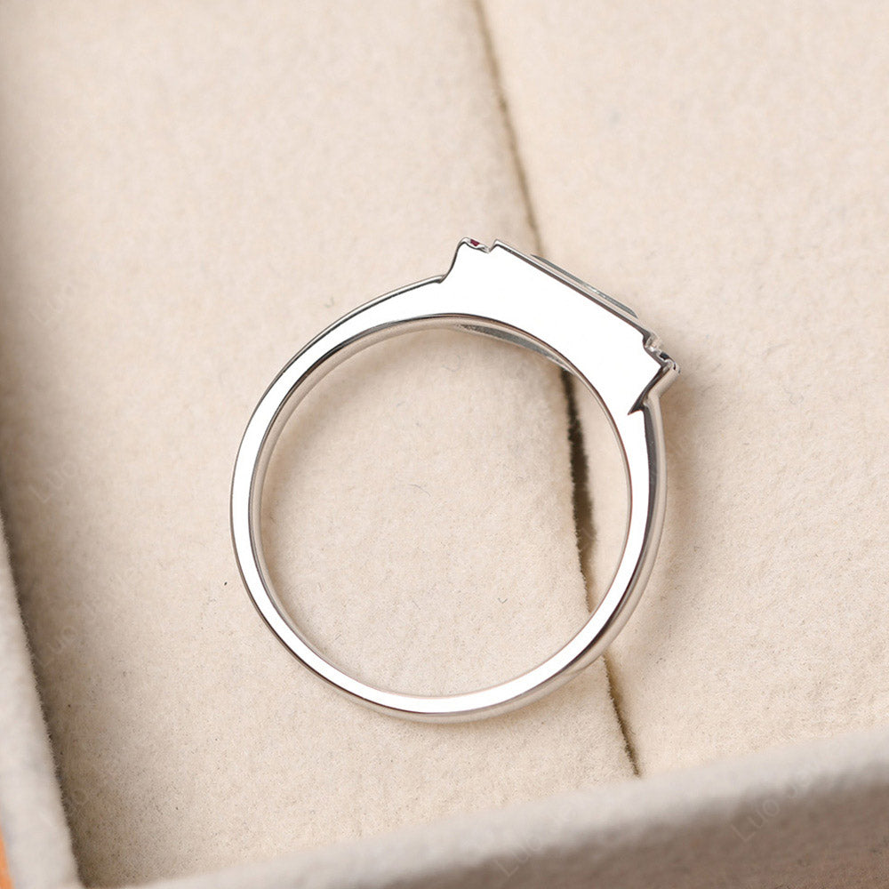 Unique Half Circle Cut Aquamarine Rainbow Ring