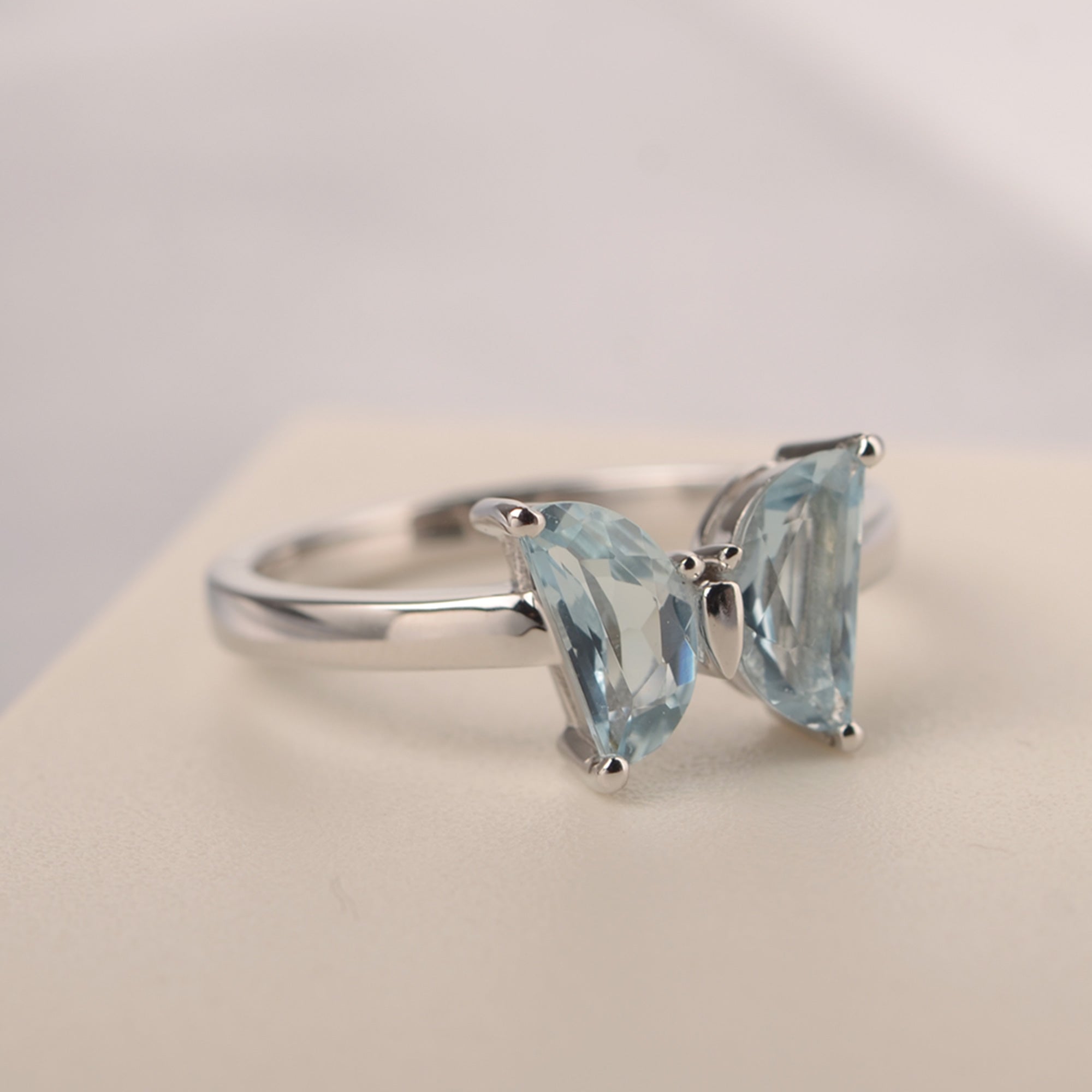 Minimalism Butterfly Aquamarine Ring