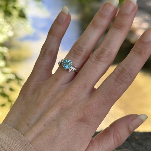 LUO Jewelry aquamarine ring on the finger