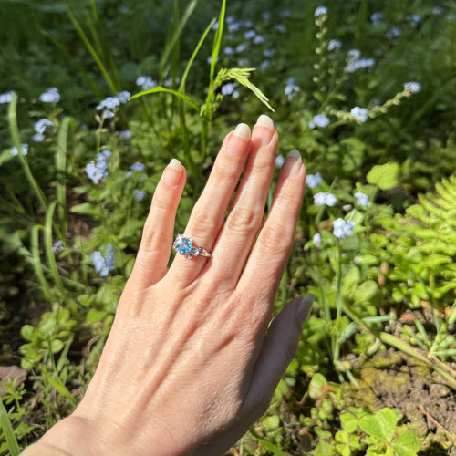 LUO Jewelry blue topaz rings on the finger