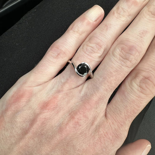 LUO Jewelry black spinel ring on the finger