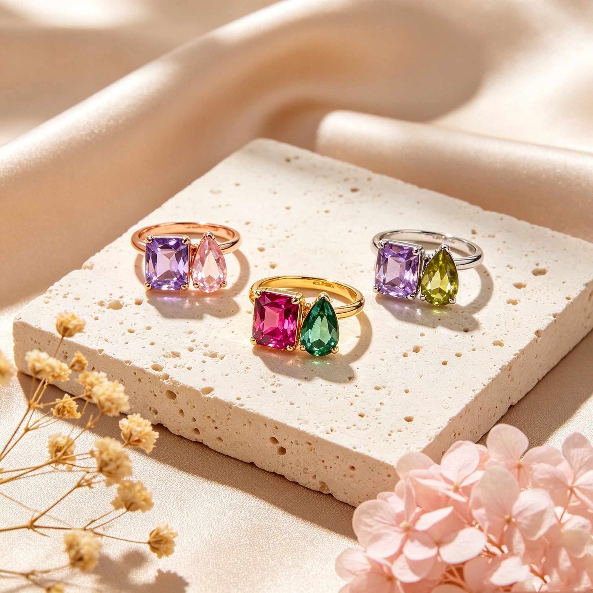 two stone rings