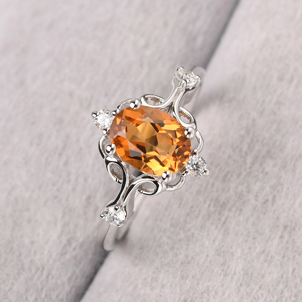 Citrine Ring Oval Vintage Engagement Ring - LUO Jewelry