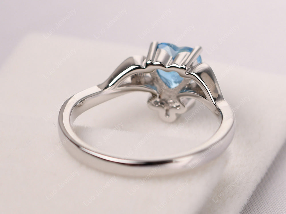 Swiss Blue Topaz Scroll Engagement Ring - LUO Jewelry