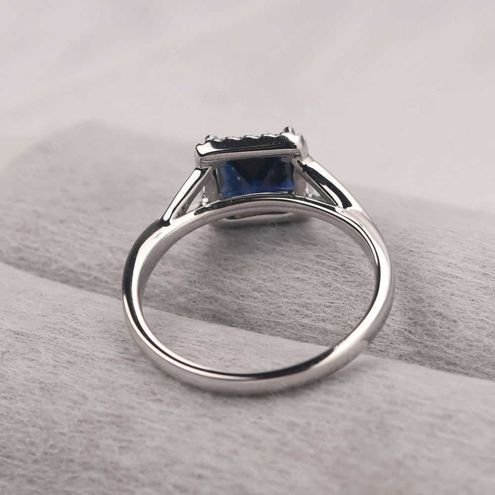 Sapphire Split Shank Halo Engagement Rings - LUO Jewelry
