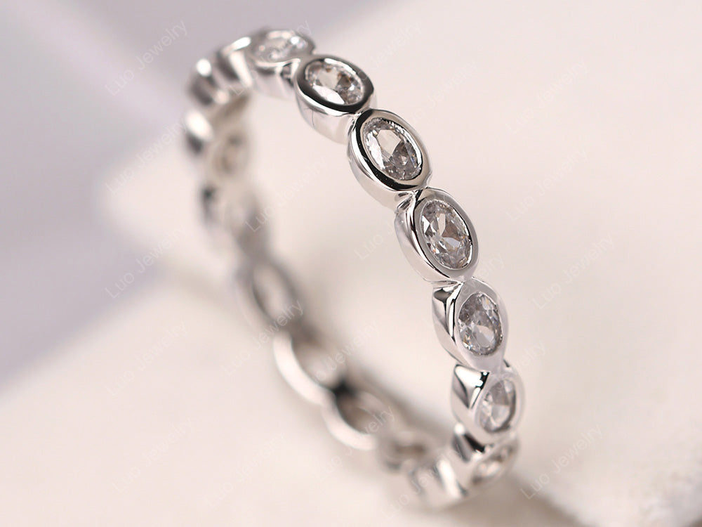 White Topaz Ring Oval Infinity Band - LUO Jewelry