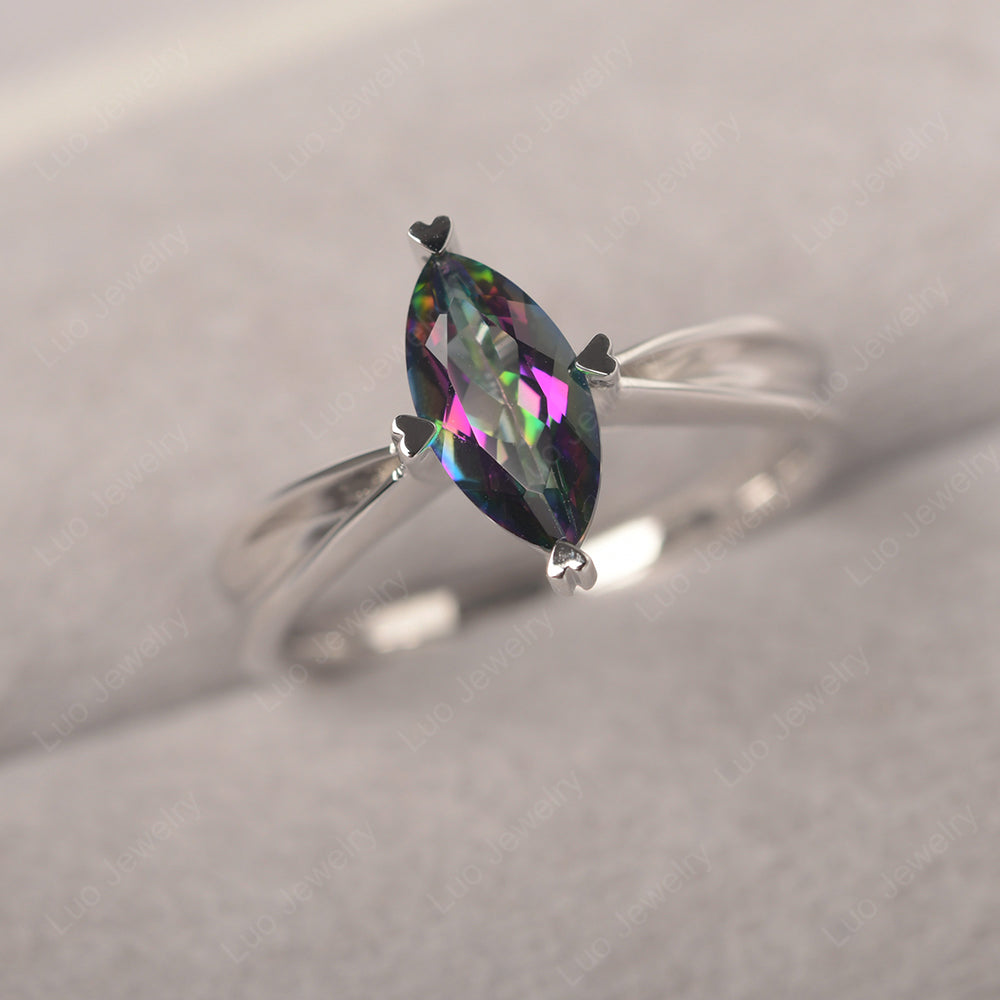 Mystic Topaz Wedding Ring Marquise Solitaire Ring - LUO Jewelry
