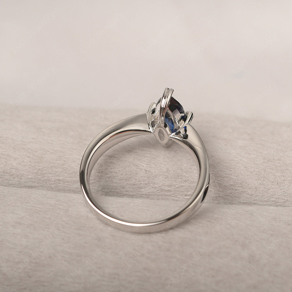 Lab Sapphire Wedding Ring Marquise Solitaire Ring - LUO Jewelry