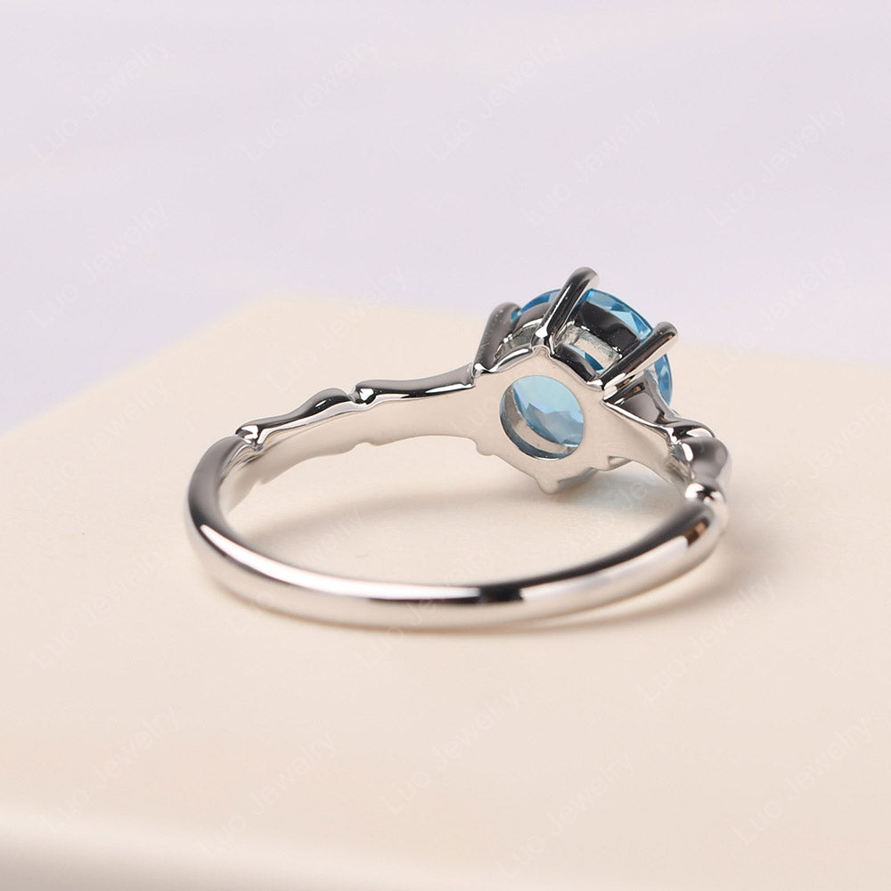 Bamboo 6 Prong Swiss Blue Topaz Solitaire Ring - LUO Jewelry