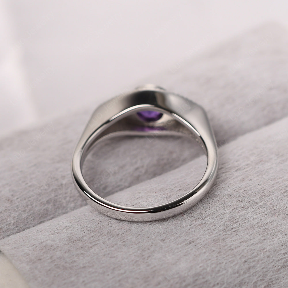 Amethyst Ring Evil Eye Ring Yellow Gold - LUO Jewelry