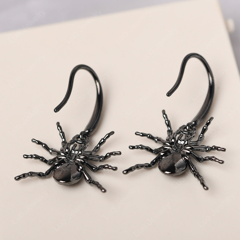 Black Spinel Spider Dangle Earrings - LUO Jewelry