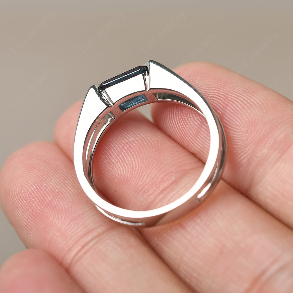 East West London Blue Topaz Solitaire Ring - LUO Jewelry