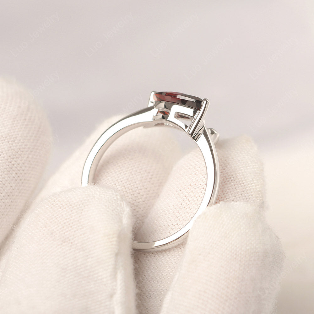 Garnet Ring Swan Engagement Ring - LUO Jewelry