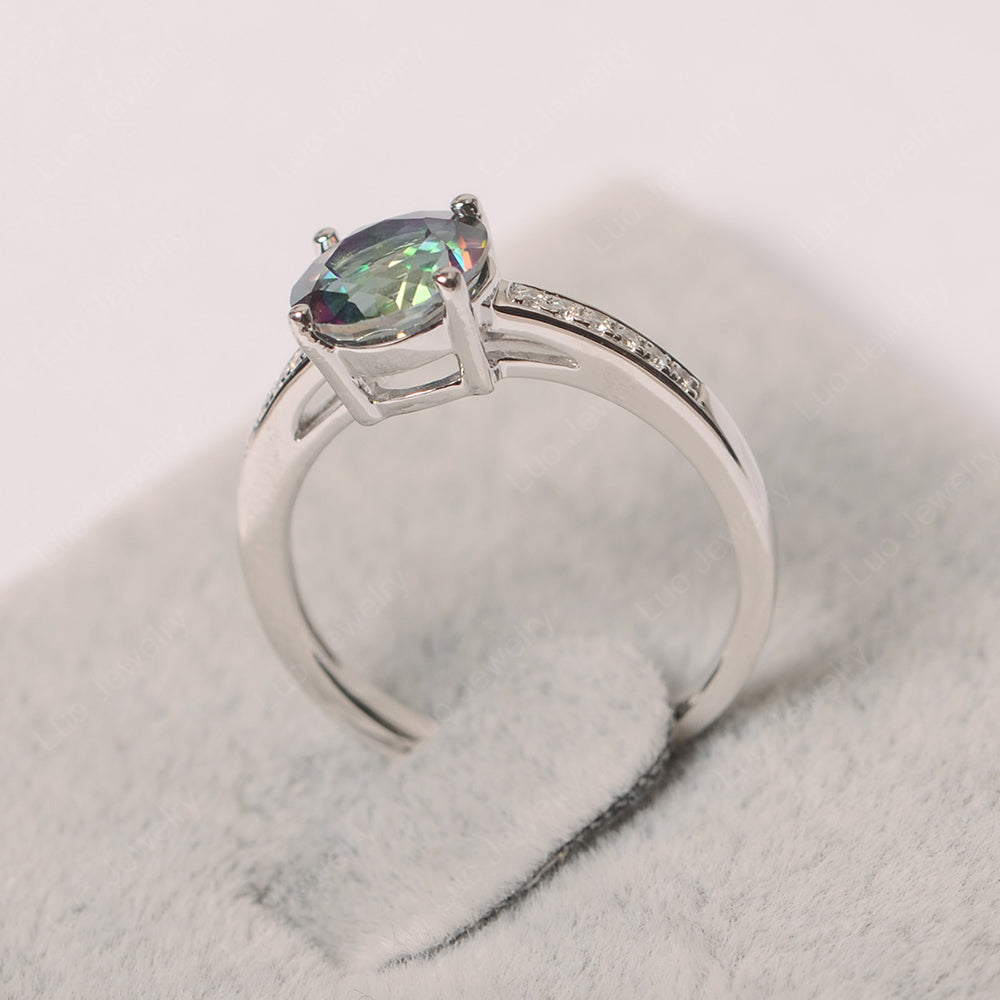 Round Cut Mystic Topaz Ring Yellow Gold - LUO Jewelry