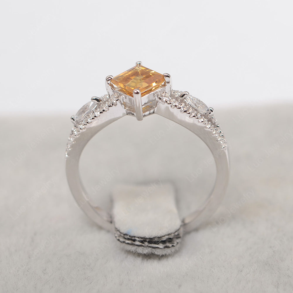 Vintage Square Cut Citrine Ring Rose Gold - LUO Jewelry