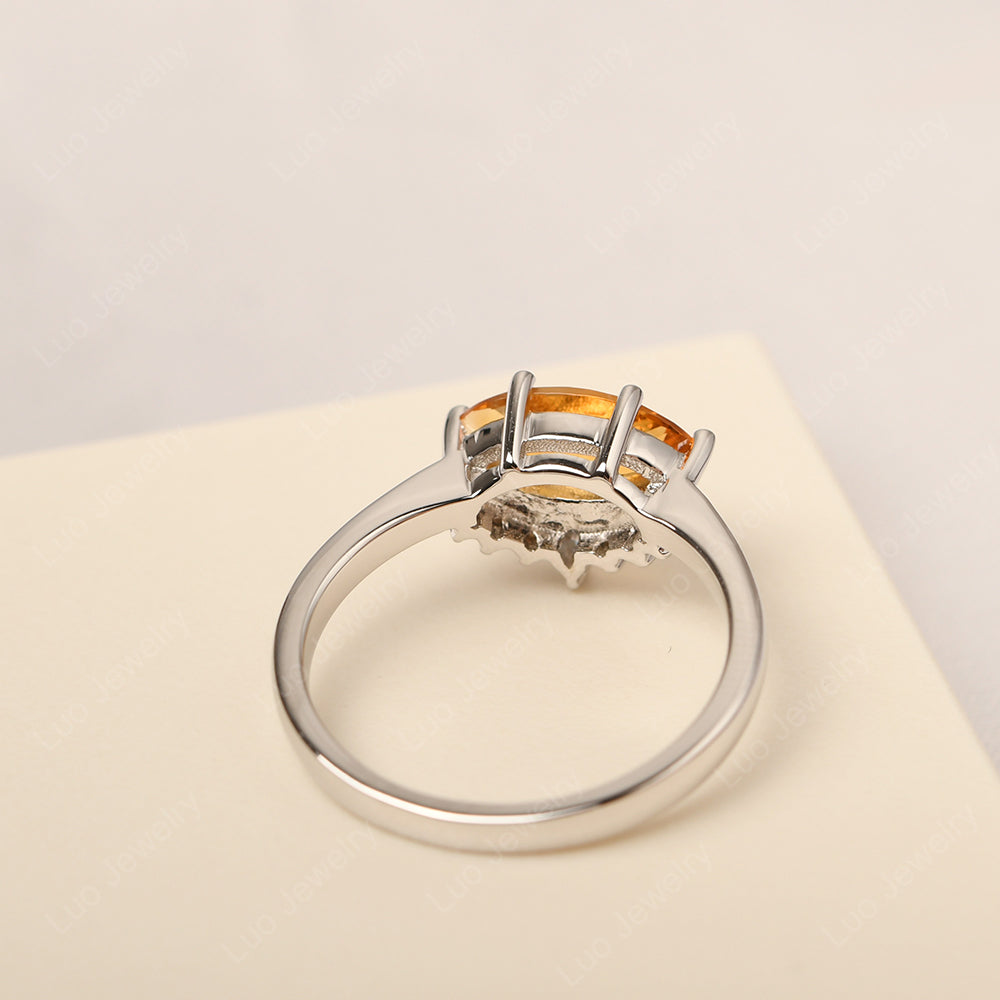 Horizontal Marquise Citrine Ring White Gold - LUO Jewelry