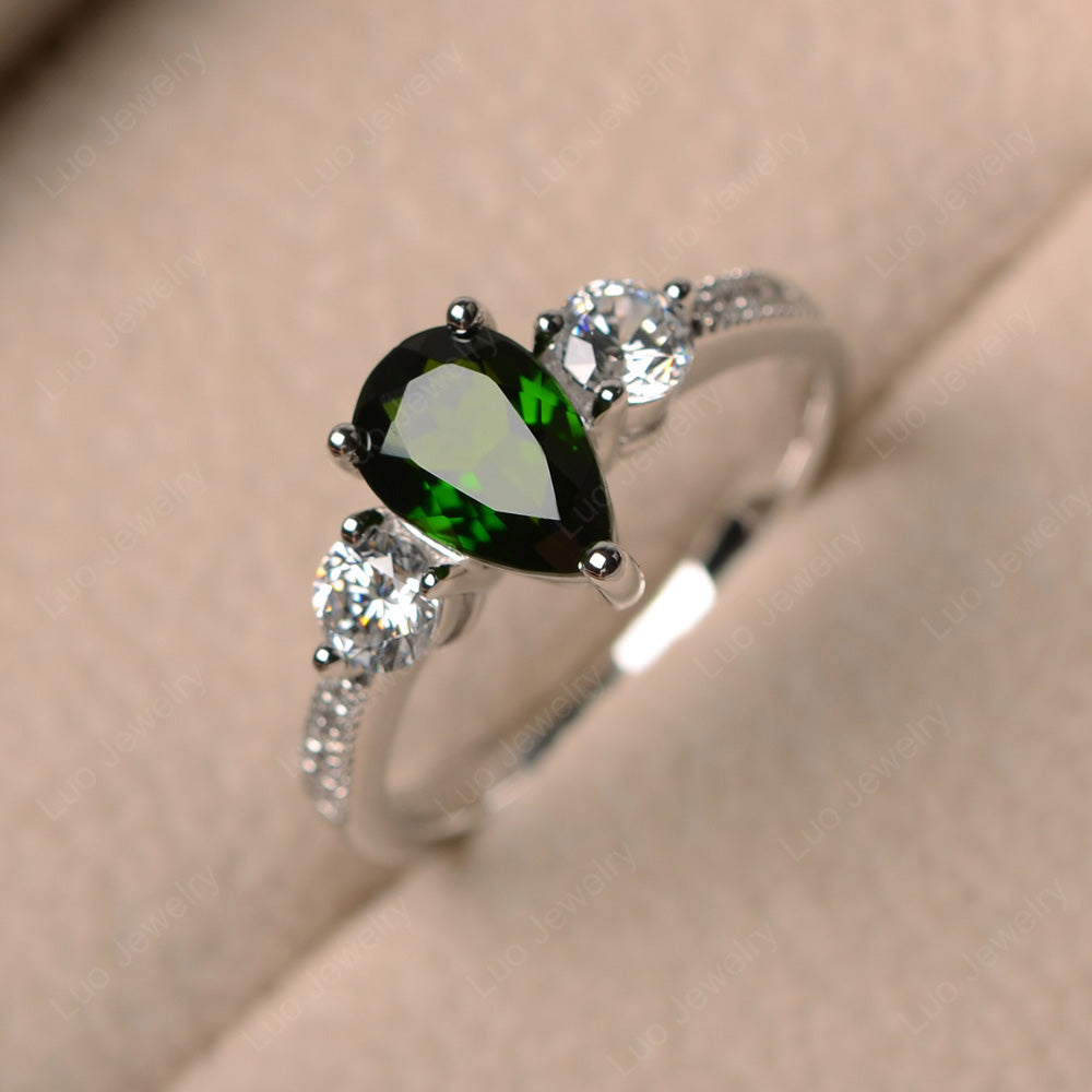 Pear Shaped Diopside Engagement Rings - LUO Jewelry