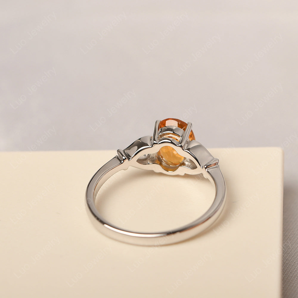 Vintage Citrine Ring With Pear Side Stones - LUO Jewelry