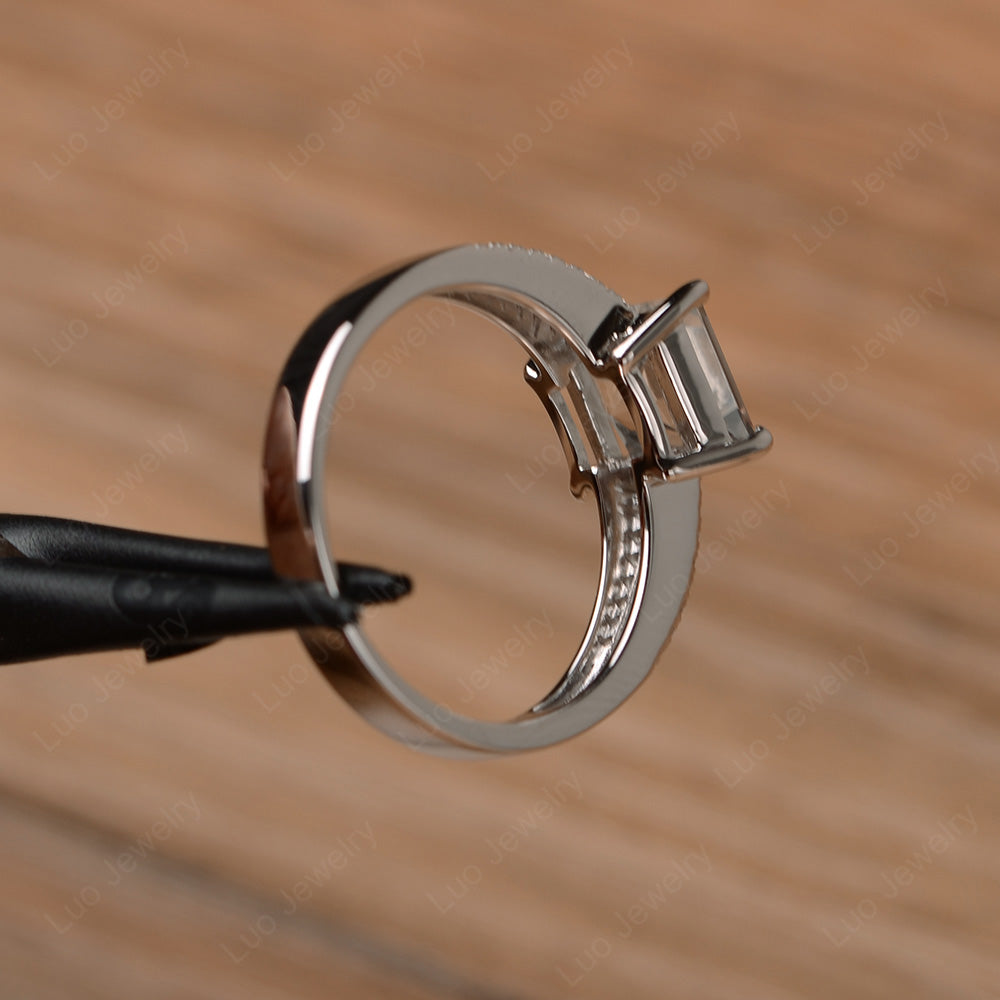 Double Band Princess Cut White Topaz Ring Silver - LUO Jewelry