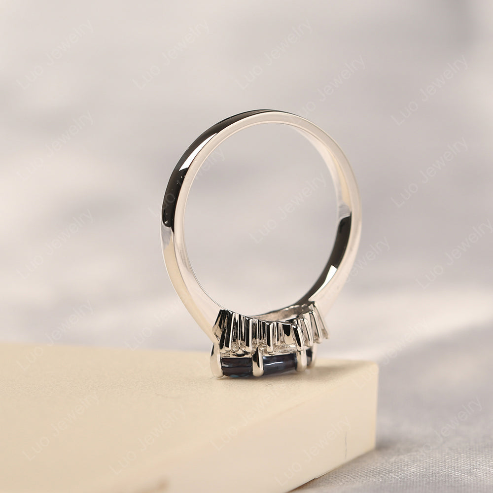 Horizontal Marquise Alexandrite Ring White Gold - LUO Jewelry