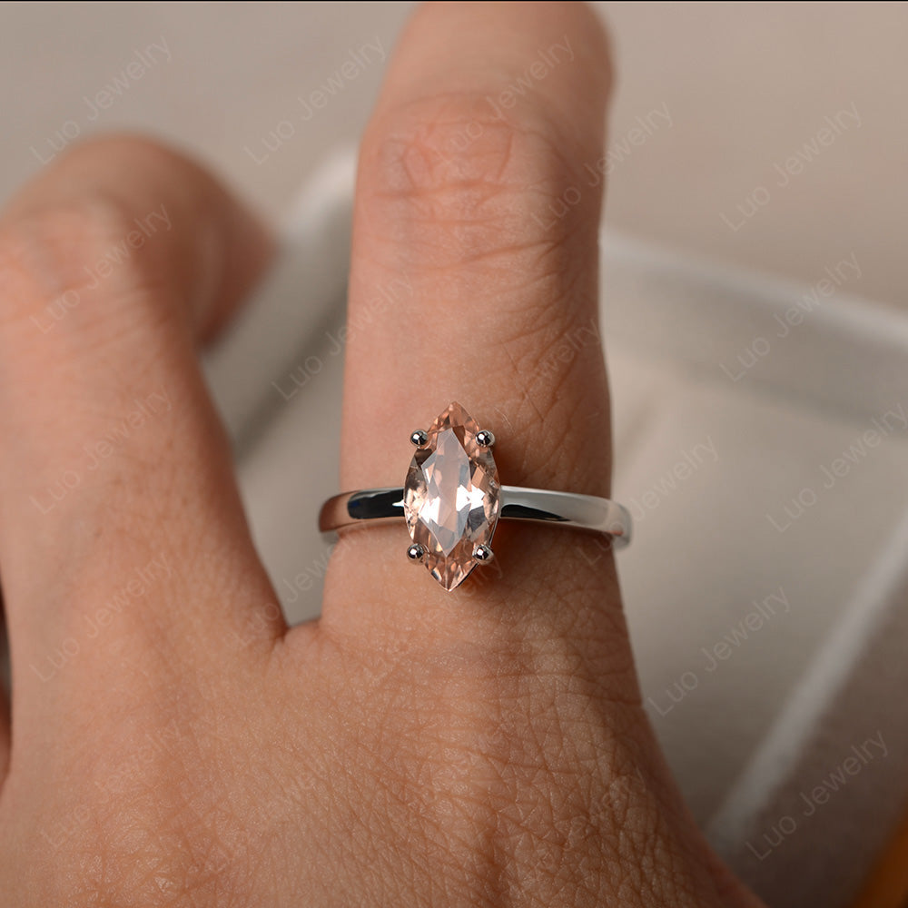 Marquise Cut Morganite Solitaire Ring Rose Gold - LUO Jewelry