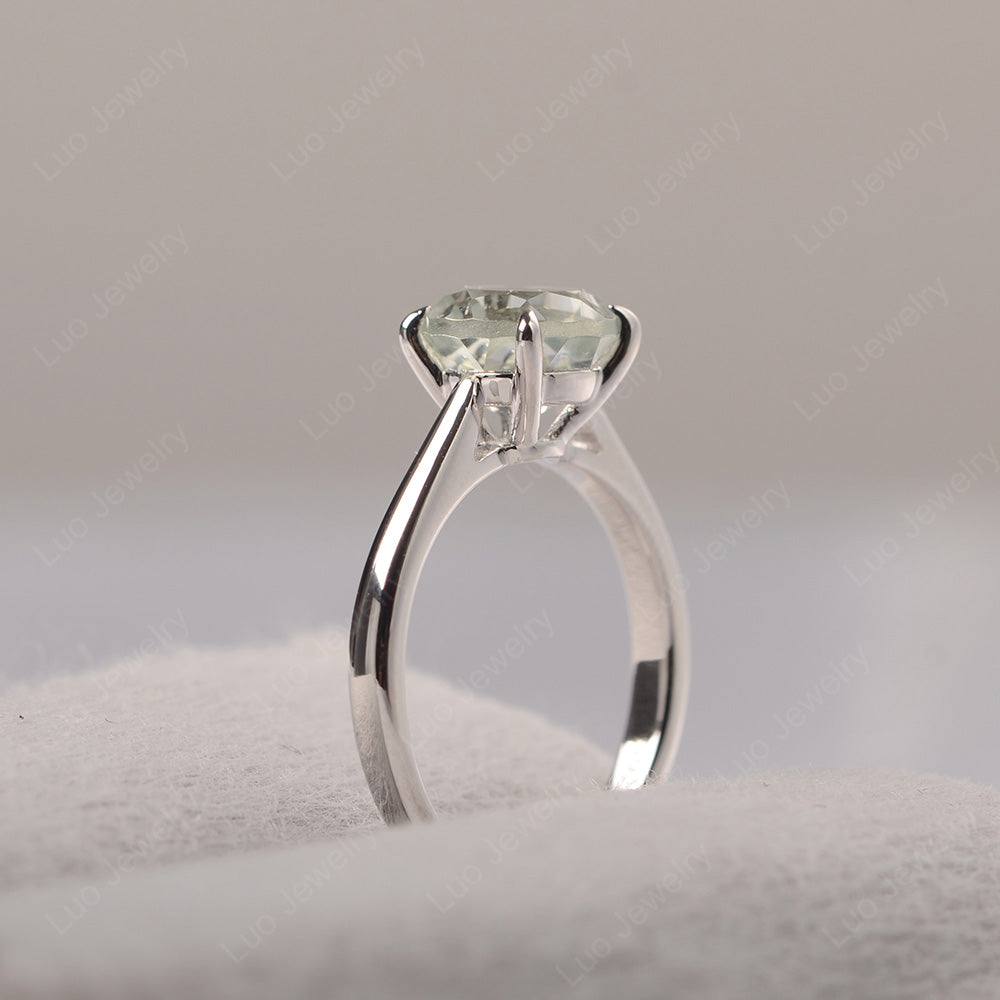 Green Amethyst Cathedral Solitaire Engagement Ring - LUO Jewelry
