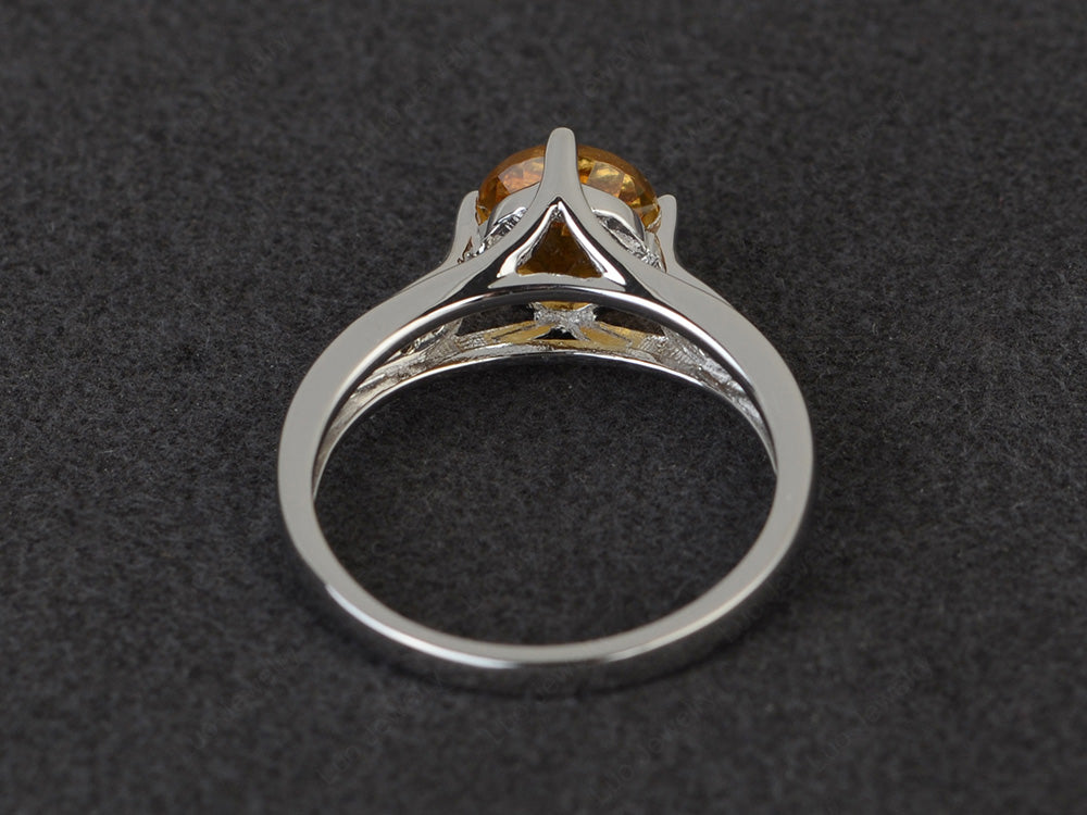 Vintage Round Cut Citrine Ring Sterling Silver - LUO Jewelry