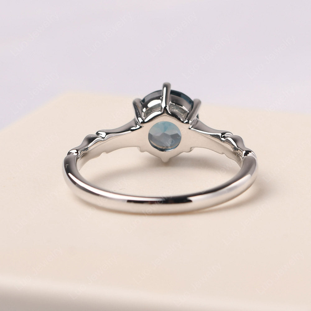 Bamboo 6 Prong London Blue Topaz Solitaire Ring - LUO Jewelry