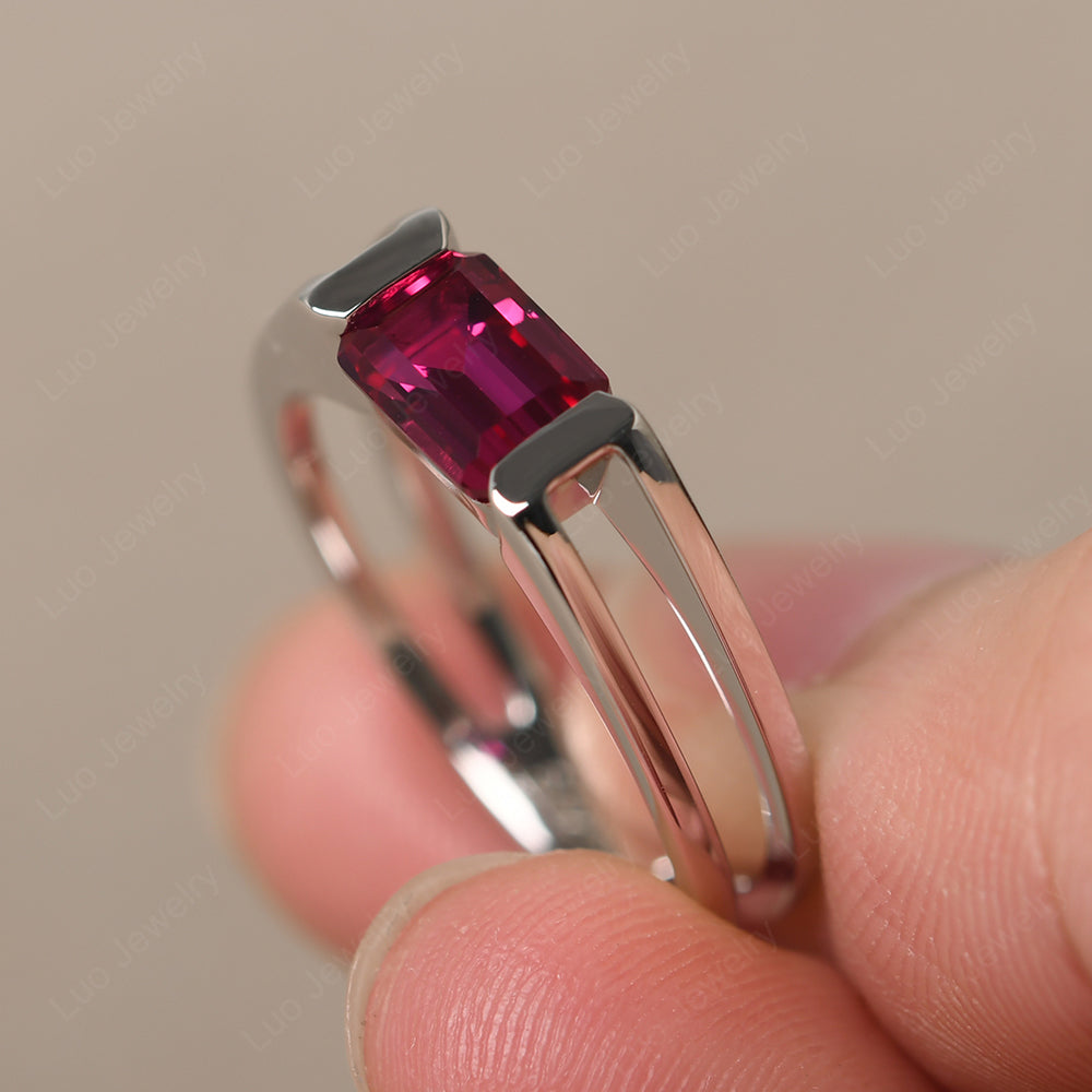 East West Ruby Solitaire Ring - LUO Jewelry