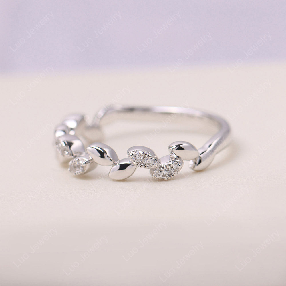 Cubic Zirconia Leaf Band Ring