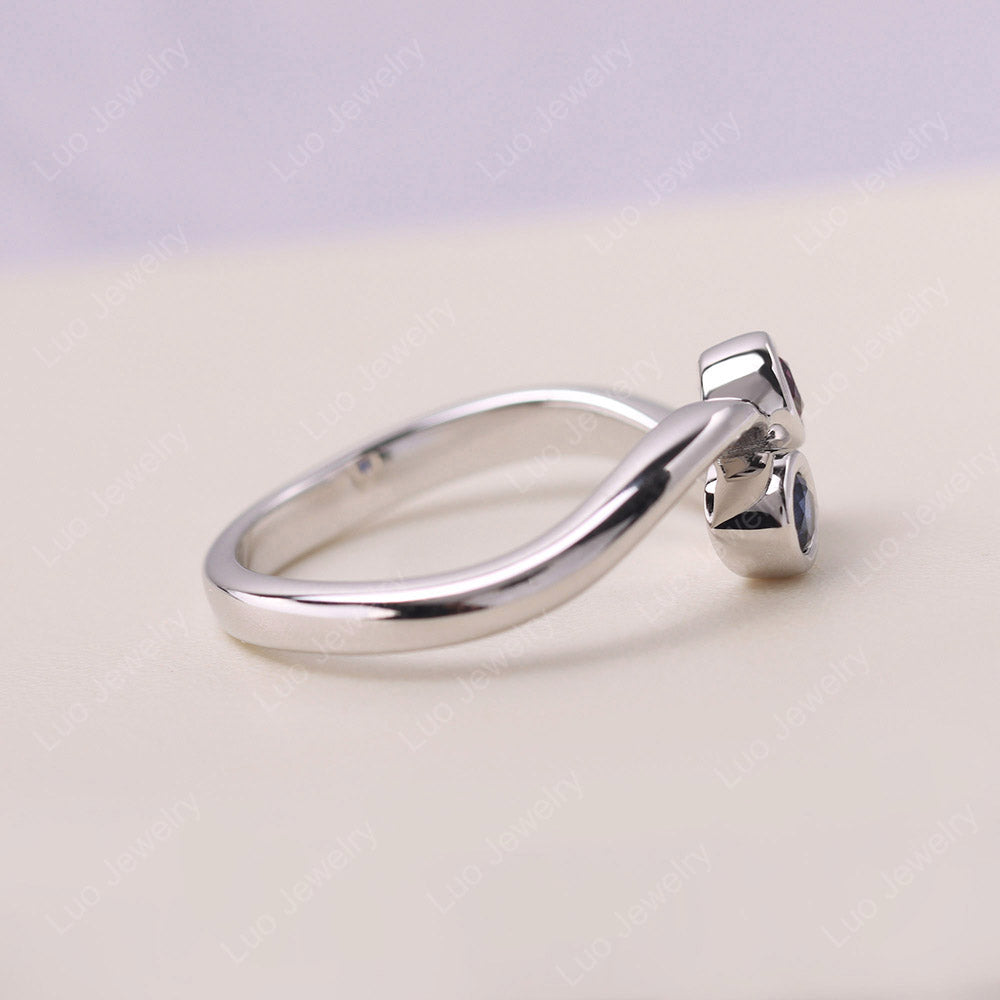 Ruby and Sapphire Two Stone Pinky Ring