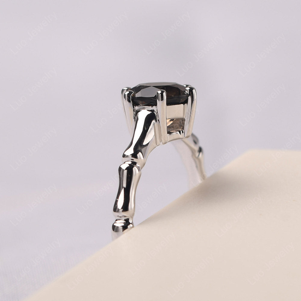 Bamboo 6 Prong Smoky Quartz Solitaire Ring - LUO Jewelry