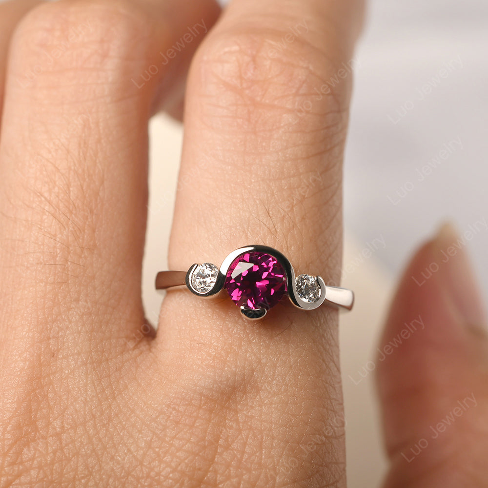 Ruby Vintage Bezel Set Engagement Rings - LUO Jewelry