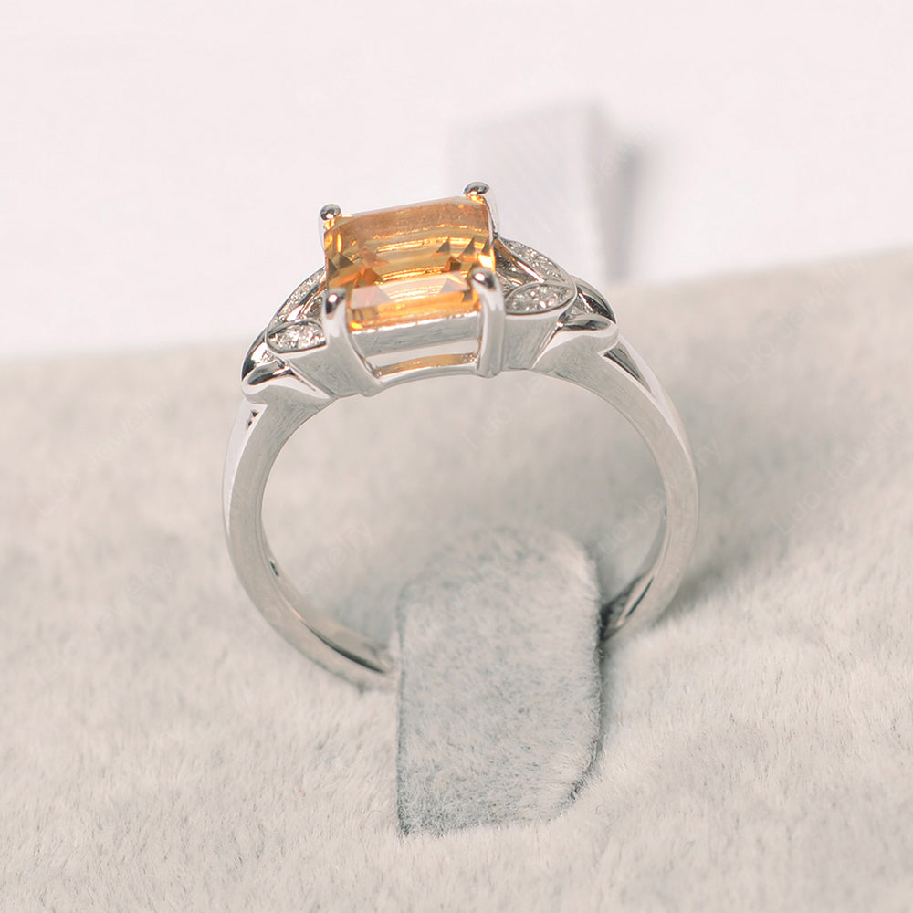 Square Cut Citrine Wedding Ring - LUO Jewelry