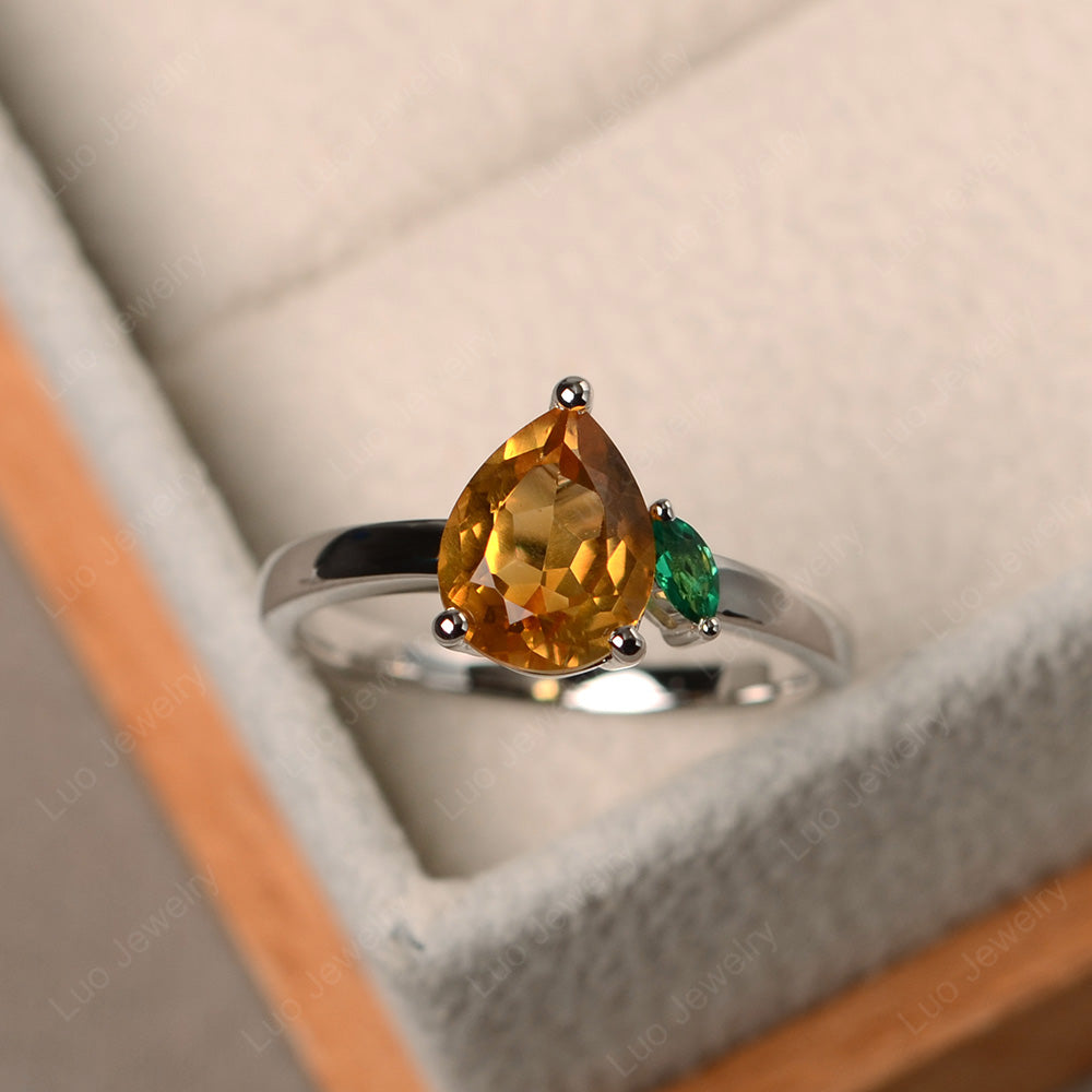 Unique Pear Shaped Citrine Wedding Ring - LUO Jewelry