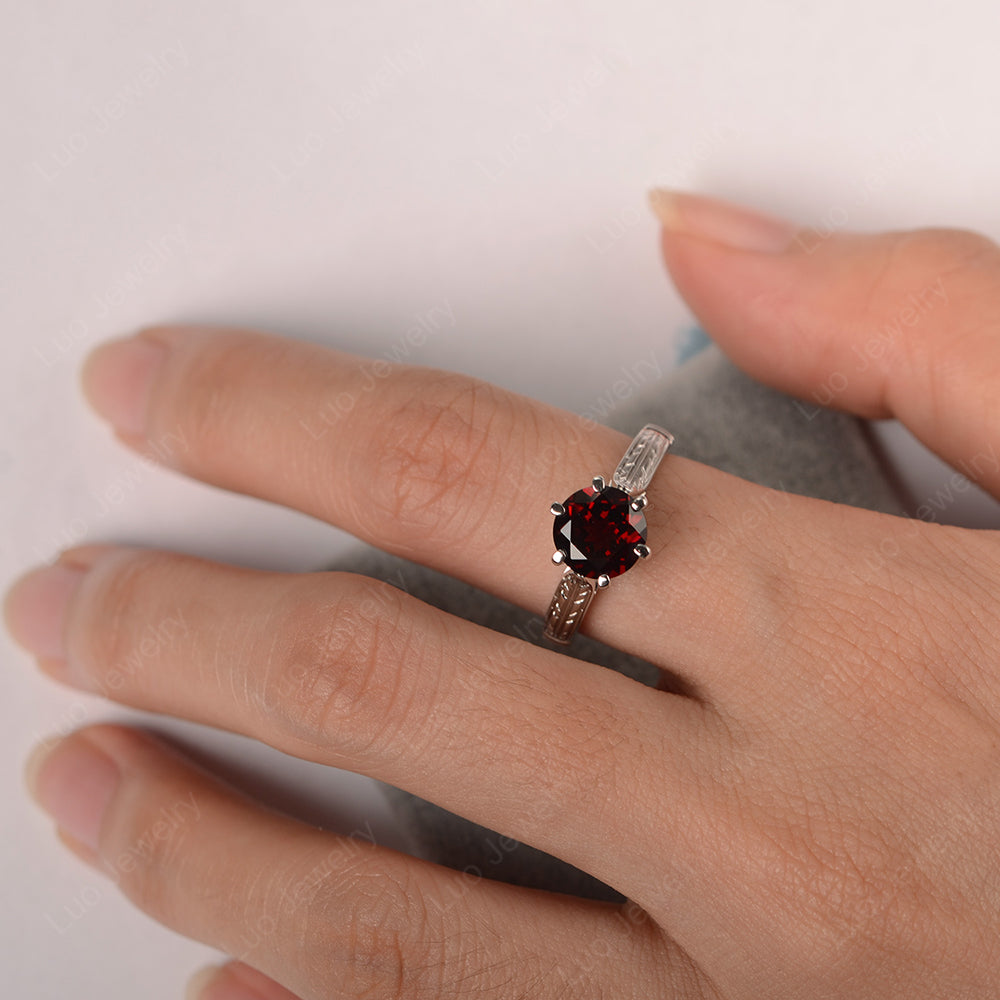 Vintage Garnet Cathedral Engagement Ring - LUO Jewelry