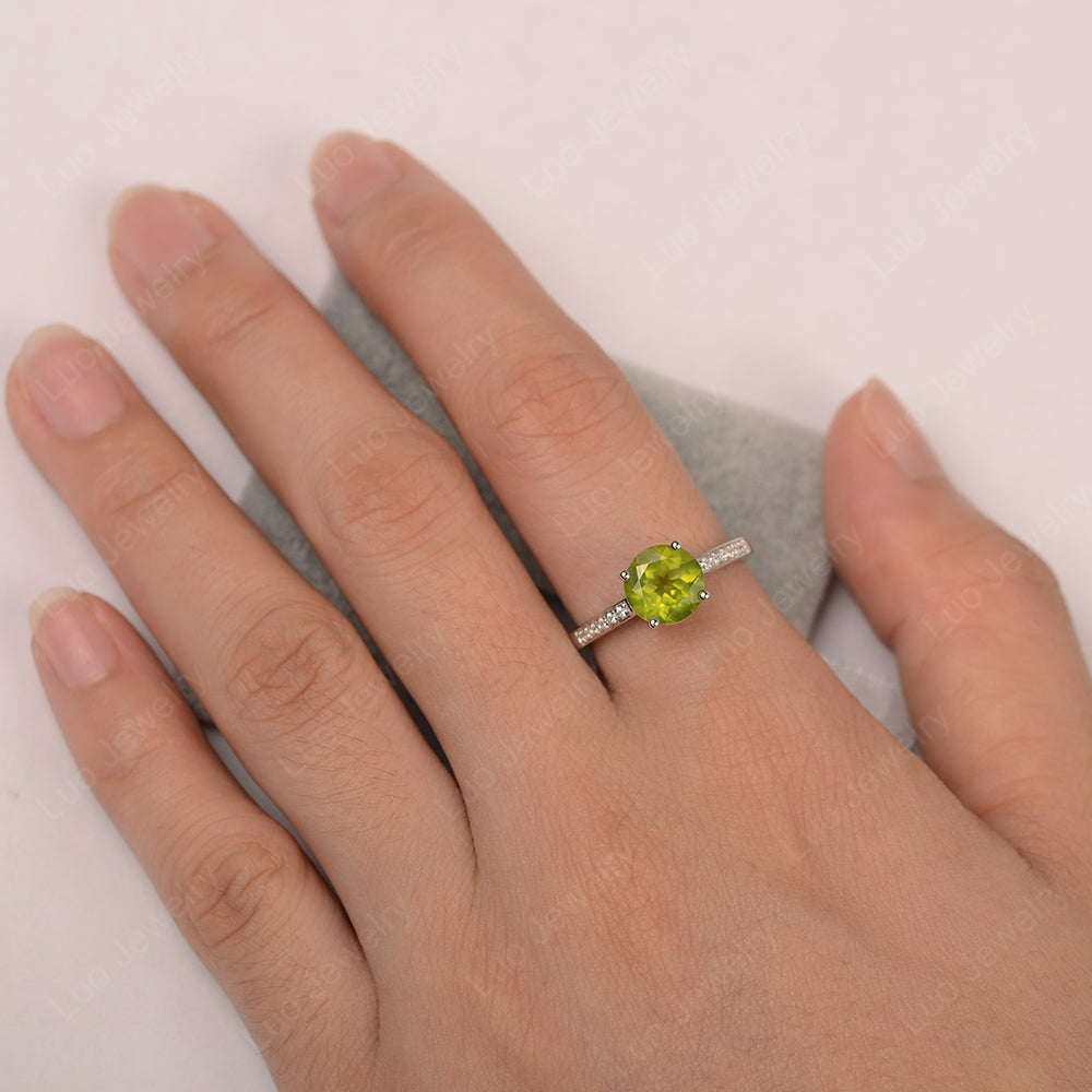 Round Cut Peridot Ring Yellow Gold - LUO Jewelry