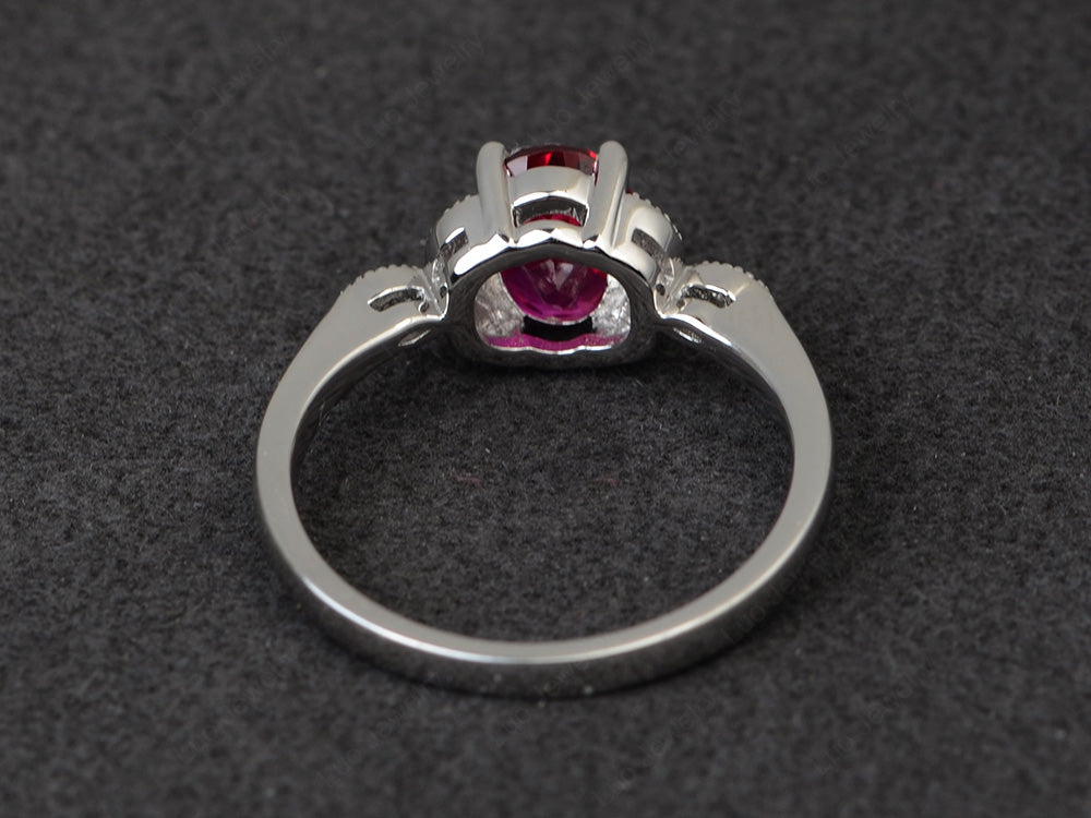 Ruby Ring Vintage Oval Engagement Rings - LUO Jewelry