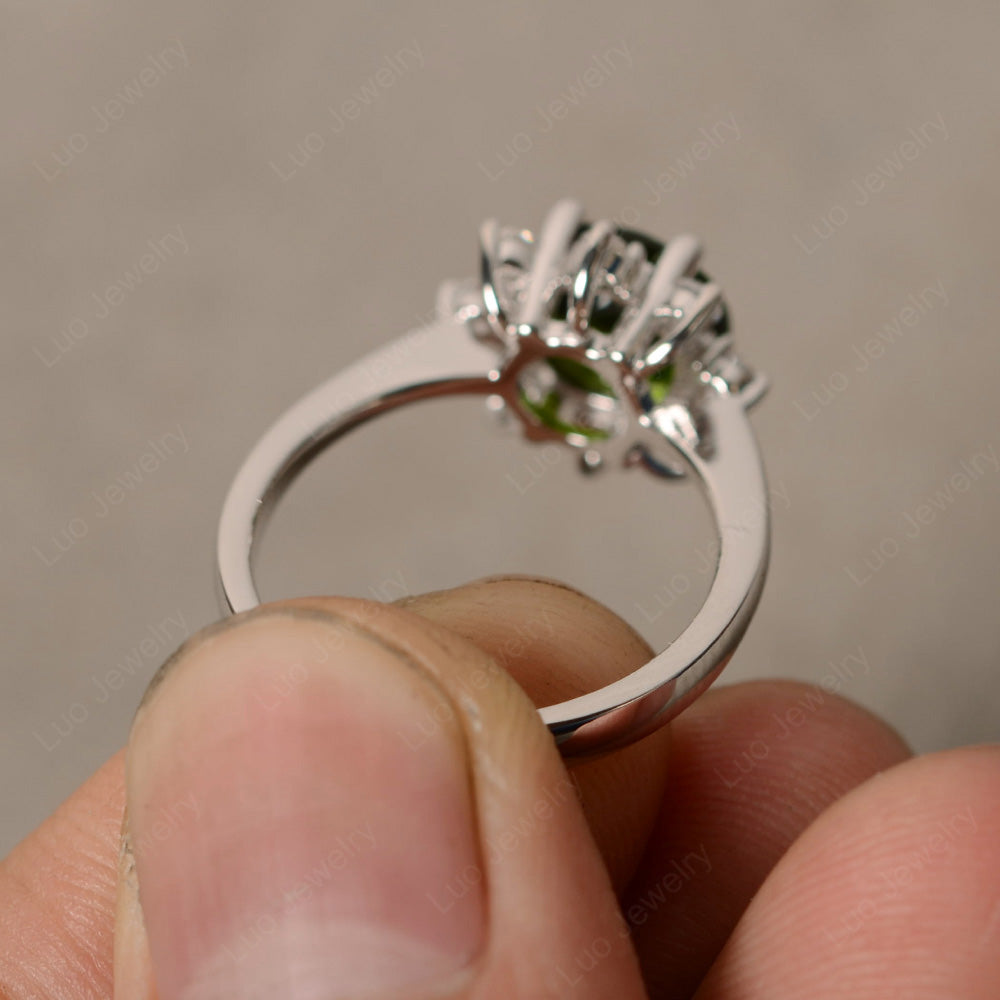 Brilliant Cut Diopside Halo Engagement Ring - LUO Jewelry