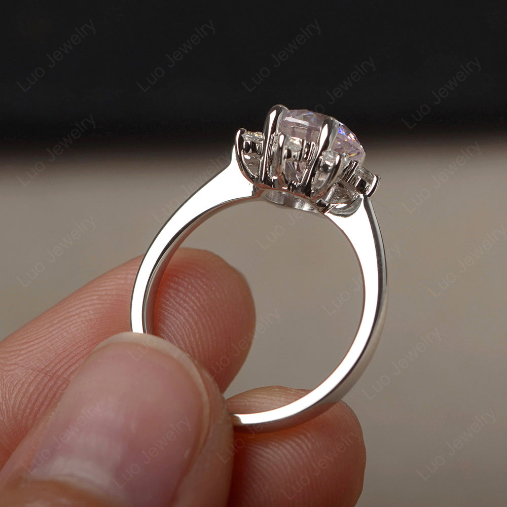 Brilliant Cut Cubic Zirconia Halo Engagement Ring - LUO Jewelry