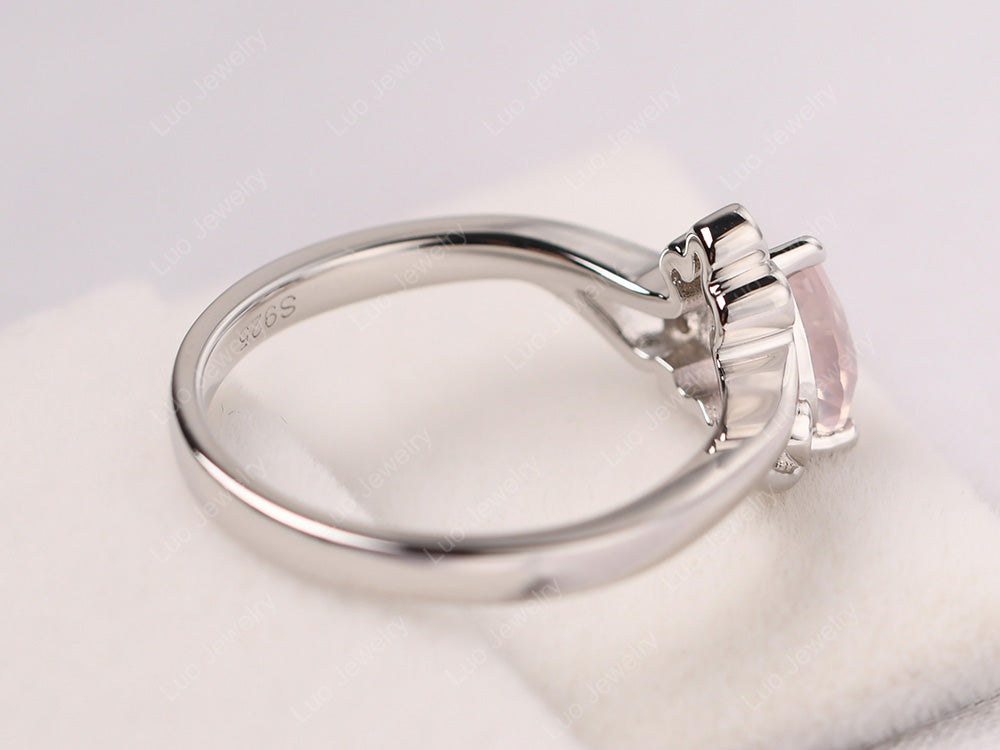 Rose Quartz Scroll Engagement Ring - LUO Jewelry