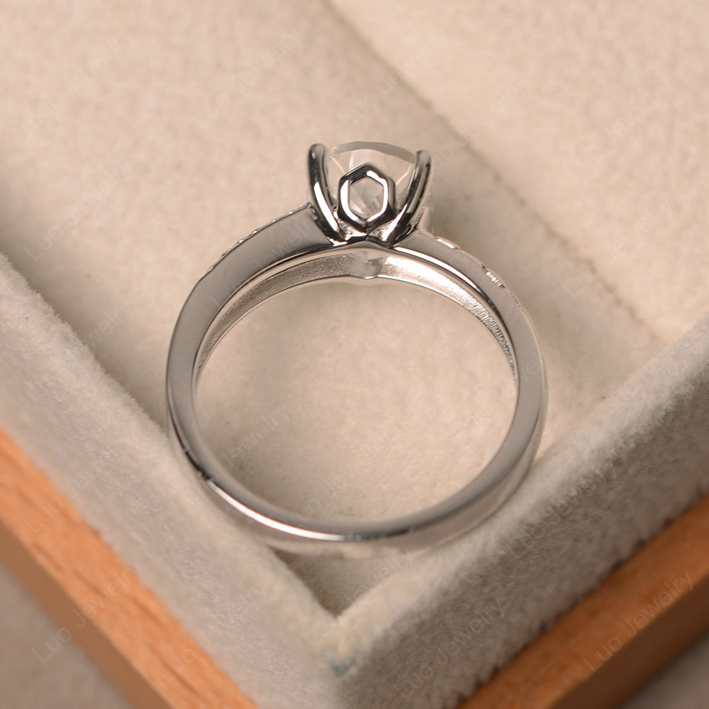 Oval Cut Vintage White Topaz Ring White Gold - LUO Jewelry