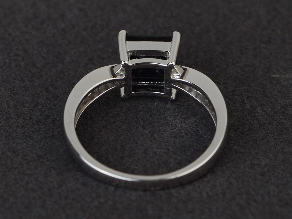 Princess Black Stone Ring Sterling Silver - LUO Jewelry