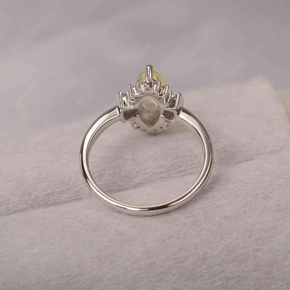 Marquise Lemon Quartz Engagement Ring White Gold - LUO Jewelry
