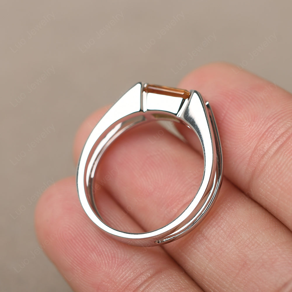 East West Citrine Solitaire Ring - LUO Jewelry