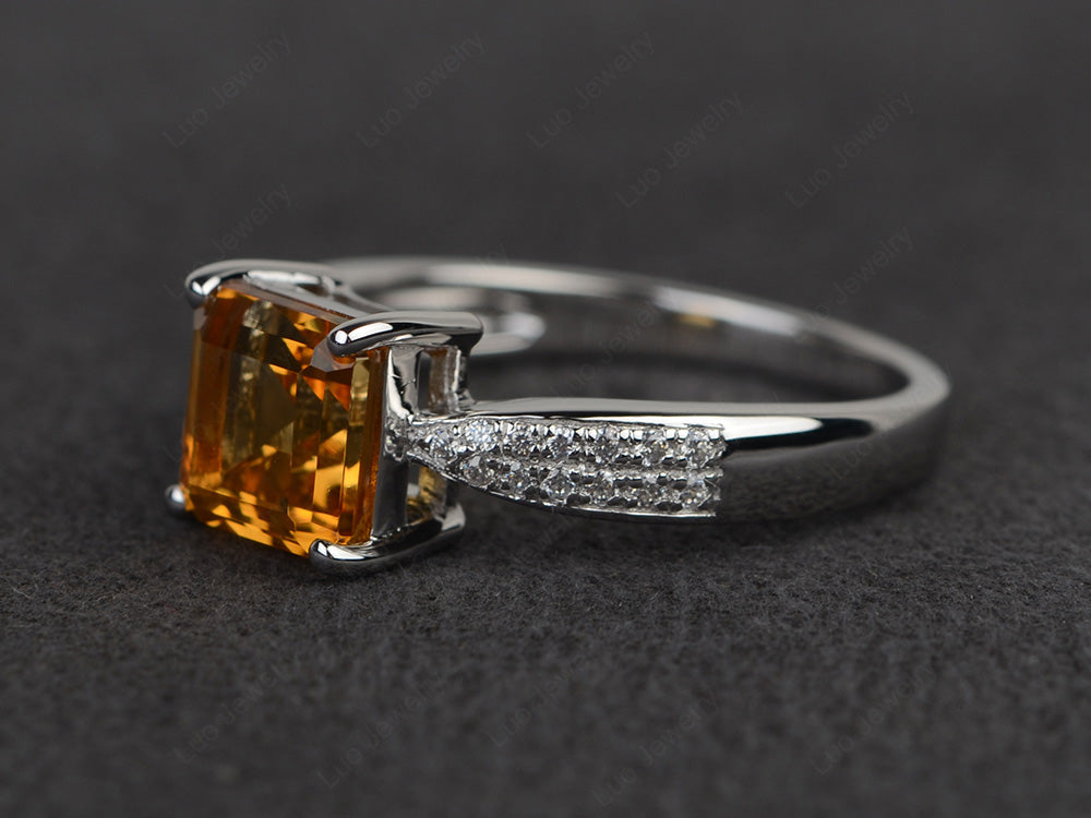 Square Citrine Ring Sterling Silver - LUO Jewelry